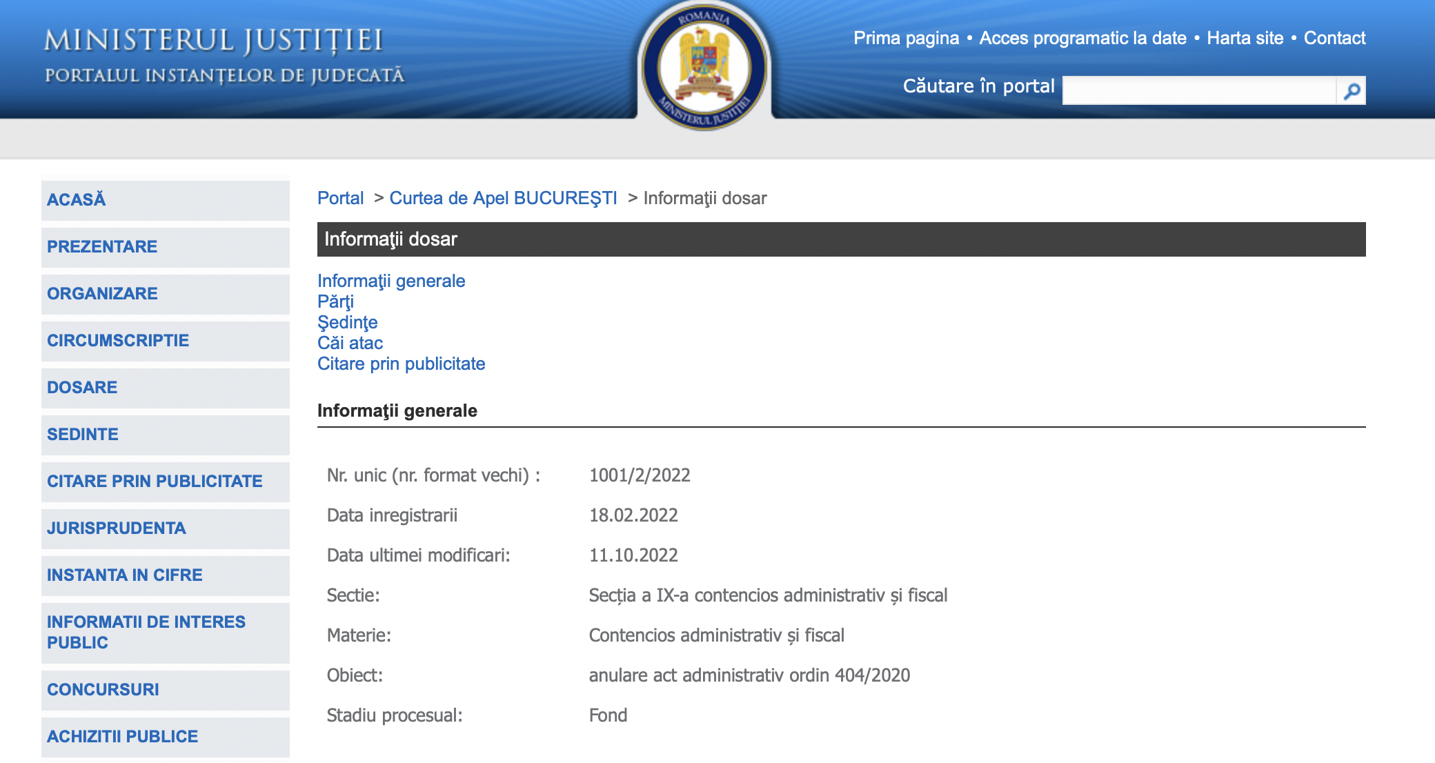 Curtea de Apel a respins cererea de anulare a Ordinului 404/2020 Curtea de Apel